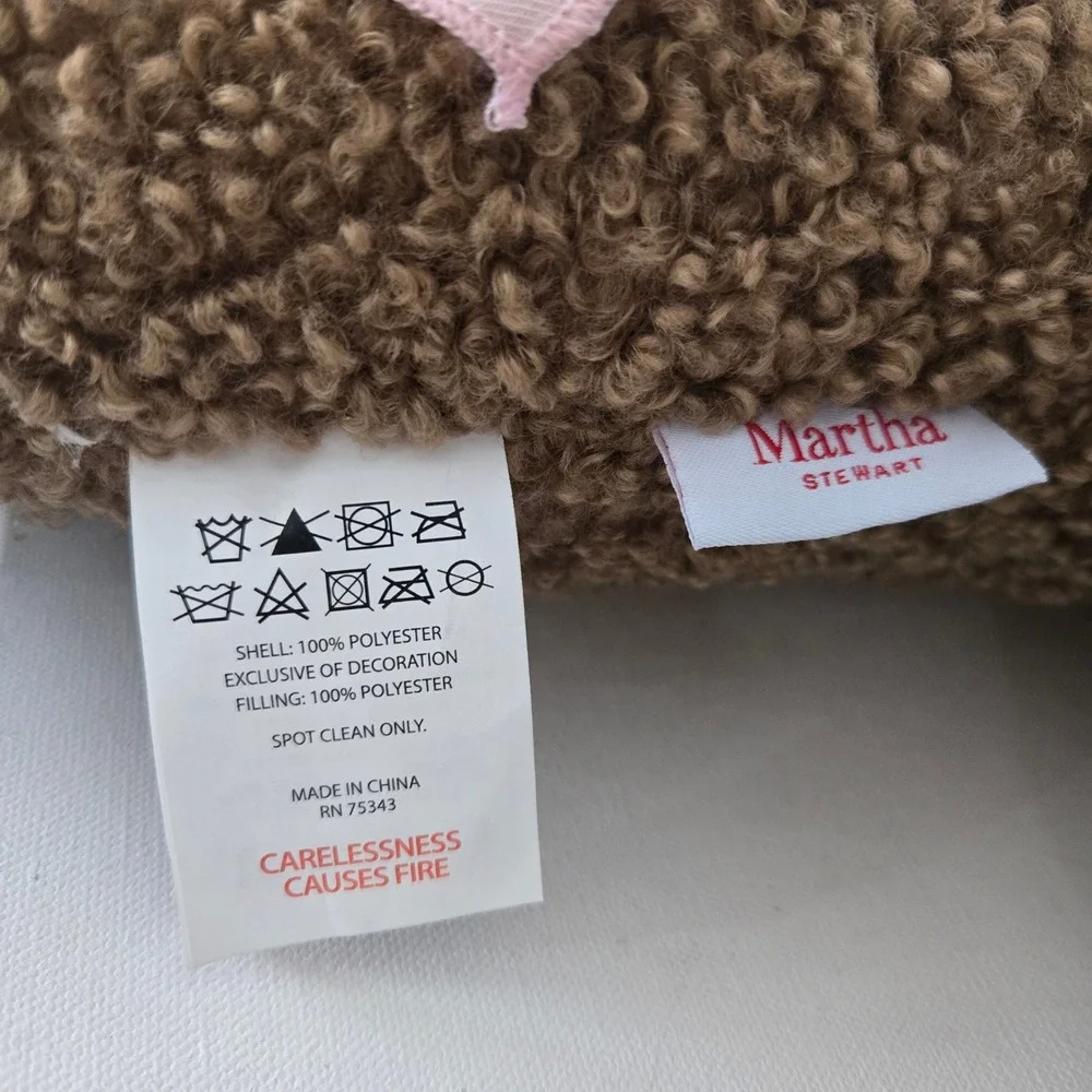 Martha Stewart Gingerbread Girl Pillow Brown Pink Sherpa Christmas Holiday Decor